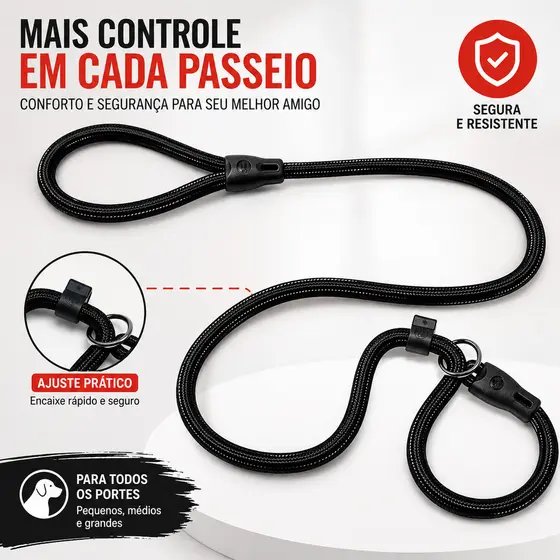 Guia Unificada Multipatas Cachorro Reforçada Ajustável 1,50m