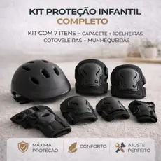 Kit Proteção Infantil 7 Peças Capacete Joelheira Cotoveleira Munhequeira Skate Bike Patins