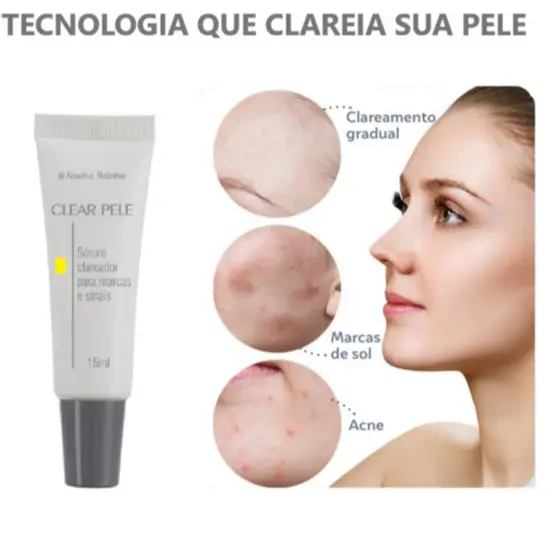 Sérum Clareador Clear Pele 15ml  Reduz Marcas e Sinais na Pele