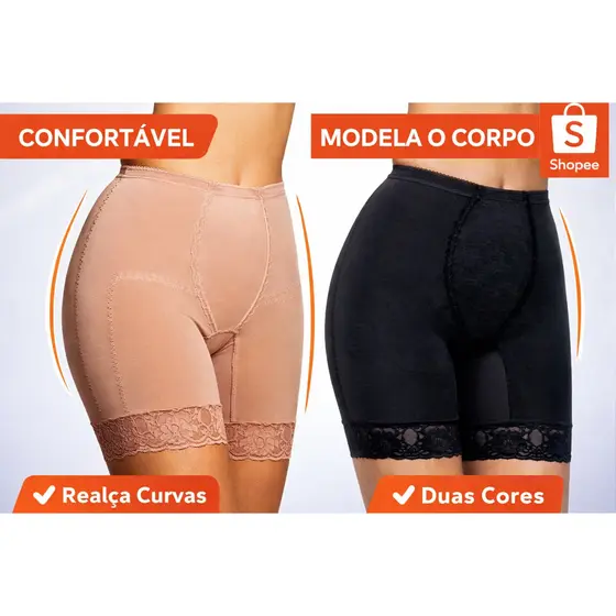Cinta Bermuda Modeladora DeMillus 046615 Violão Alta Compressão Barriga Culote Renda