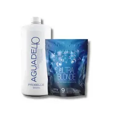 kit Pó Descolorante Ultra Blond 300g + Agua oxigenada cremosa 40 vol 900ml probelle