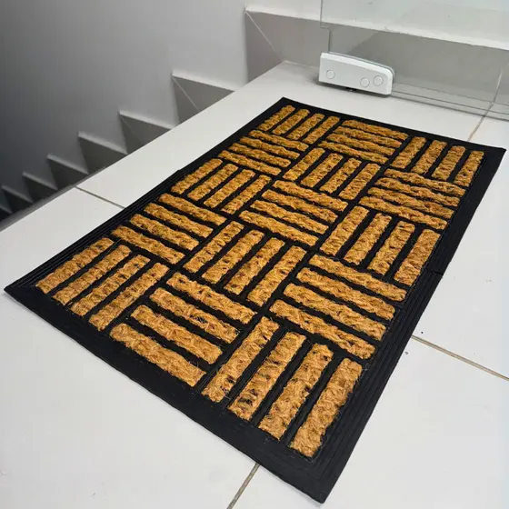 Tapete Fibra de Coco e Borracha Capacho Porta Entrada Grande Antiderrapante Decorativo