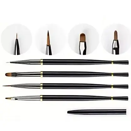 Kit 4 Pincel Para Alongamento De Unhas Redondo / LInguado / Fino / Extra Fino