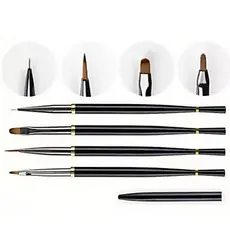 Kit 4 Pincel Para Alongamento De Unhas Redondo / LInguado / Fino / Extra Fino