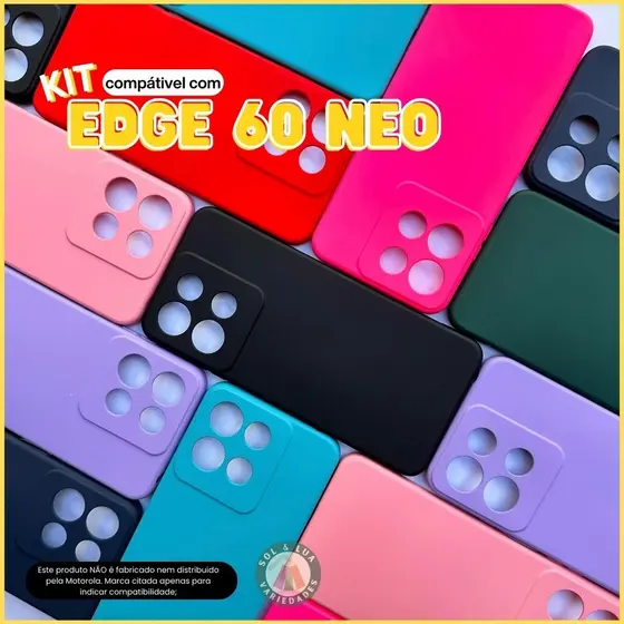 Kit Capa Capinha compatível com Moto Edge 60 Neo + Película 3D Cerâmica Privacidade Câmera