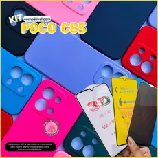 Kit Capa Capinha compatível com Xiaomi Poco C85 + Película 3D Cerâmica Privacidade Câmera Redmi