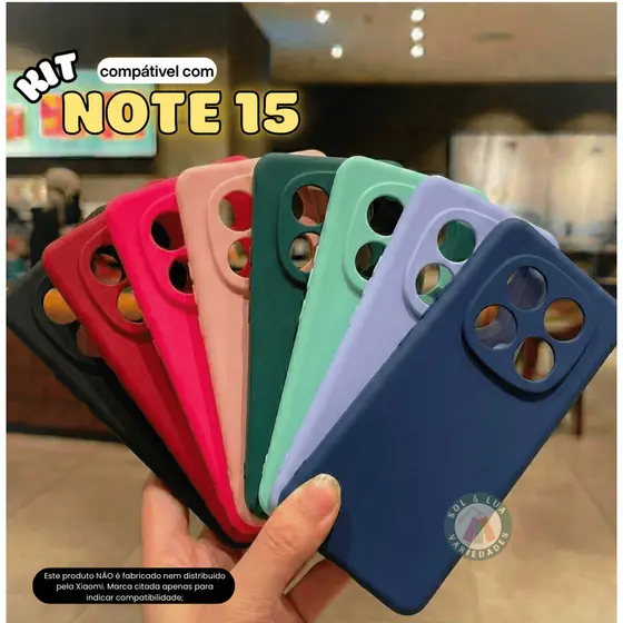 Kit Compatível com Xiaomi Redmi Note 15 Capa Capinha + Película Cerâmica Privacidade Fosca Câmera
