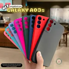 Kit Capa Capinha compatível com Galaxy A03s + Película 3D Cerâmica Privacidade Câmera
