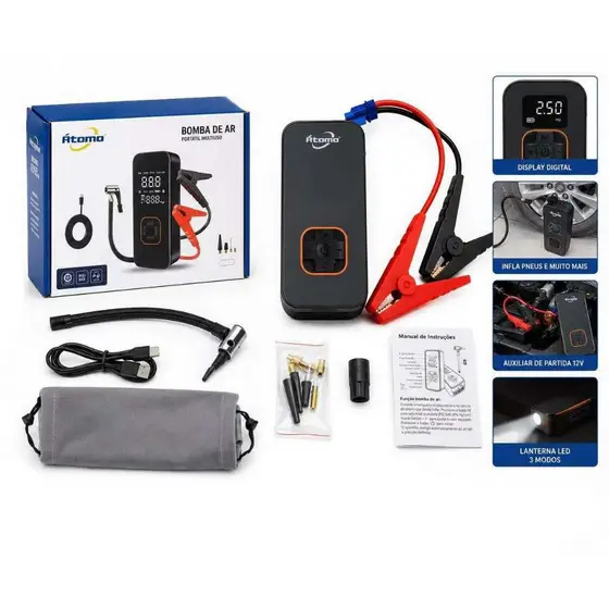 Bomba de ar portatil Regular/Atualizado compressor inflator multi-função 4 em 1 powerbank 8kmah bateria calibrador