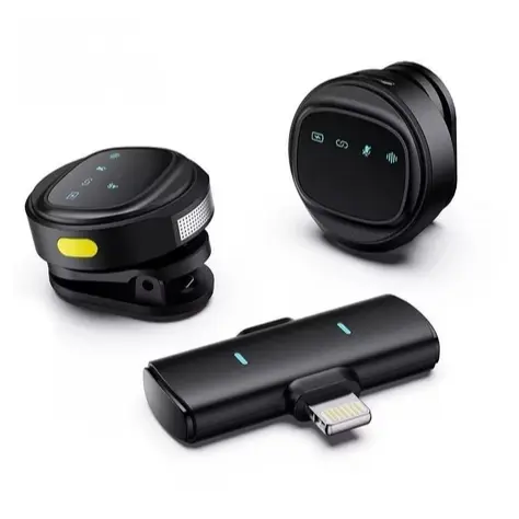 Microfone Lapela Sem Fio Magnético Duplo Profissional Case Android iPhone Tipo C Lightning