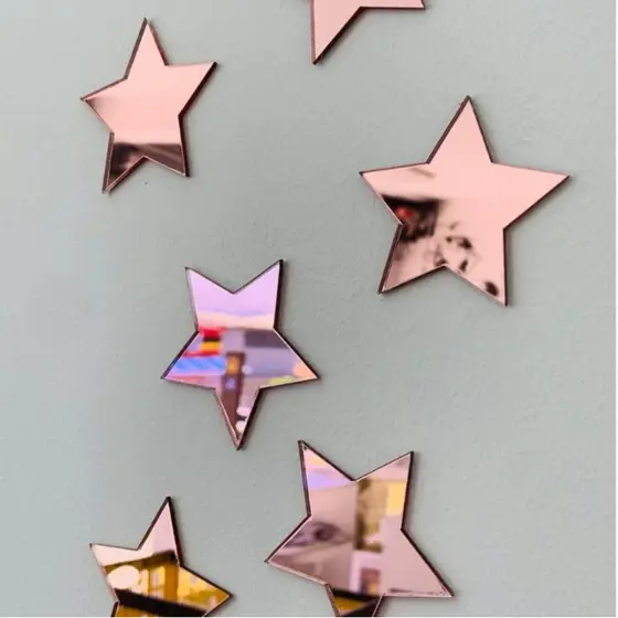 Kit 20 Estrelas Decorativas em Acrílico Espelhado