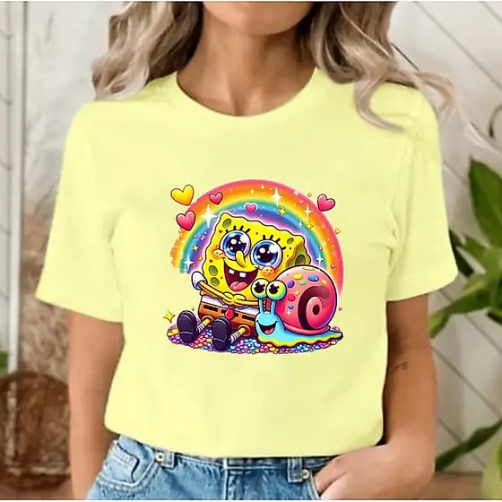 Camiseta T Shirt Personalizada bob esponja garry estampa personagens camiseta feminina