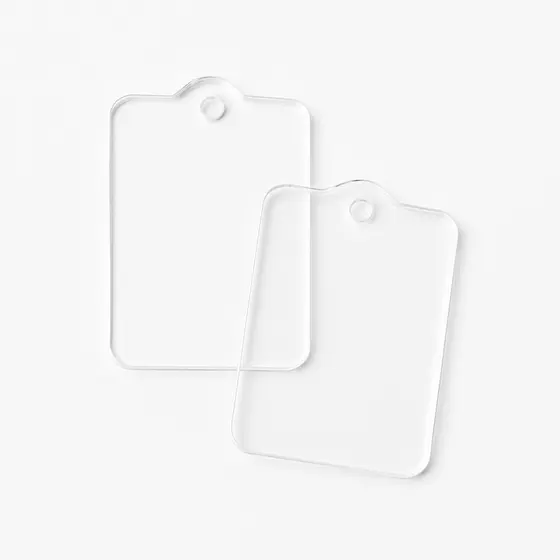 Kit 50 Pçs De Acrílico - Base Retangular Plaquinha C/ Furo P/ Chaveiros