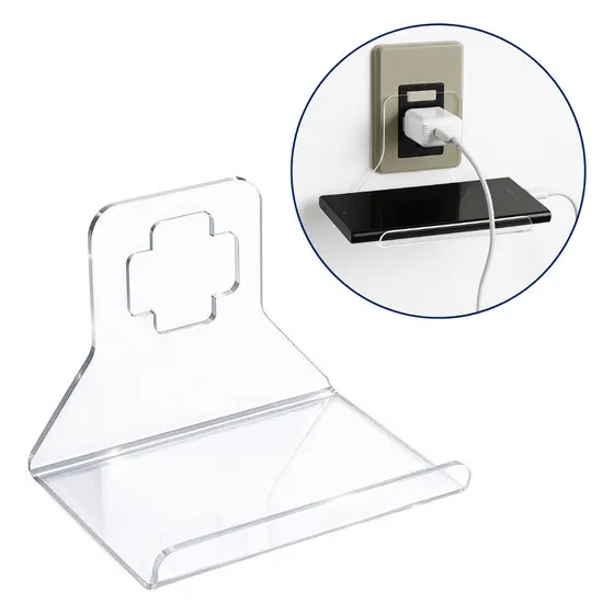 Base Celular Carregador Tomada Parede Dock Suporte Acrílico Universal Vertical Prático Leve
