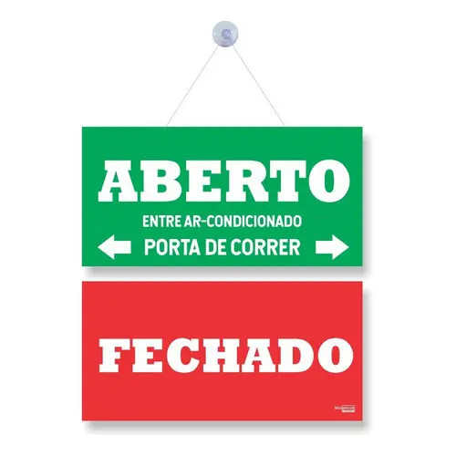 Placa Aberto Fechado Entre Ar Condicionado Porta Correr Seta