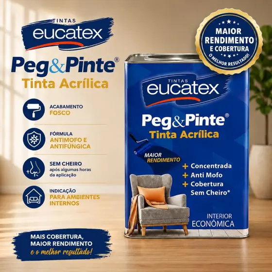 Peg & Pinte Tinta Acrílica Econômica - Sem Cheiro e Antimofo