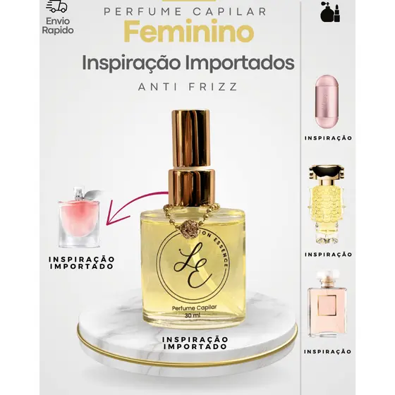 Perfume para Cabelos Feminino Importado Inspiração Idôle 30ml Brilho e Controle de Frizz