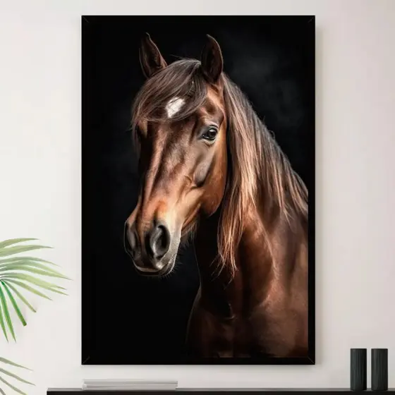 Quadro Cavalo Marrom Lindo Sala Decorativo A3 35x45cm