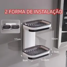 Kit Saboneteira Facil Instalar 2 Camada Caixa De Sabão Para Banheiro Com Suporte Favourite Sem Furo