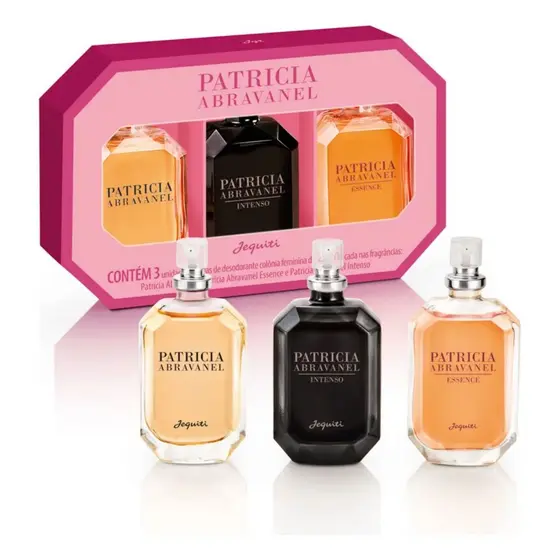 Kit 3 Perfumes Femininos Jequiti Patricia Abravanel 25ml Tradicional Essence Intenso Colônia Feminina Original Presente