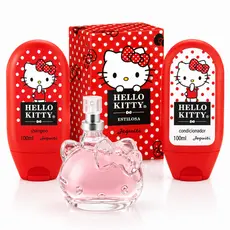 Kit Hello Kitty Estilosa Jequiti Original Exclusivo | Shampoo Condicionador + Perfume + Necessaire