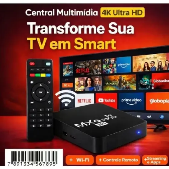 Adaptador e Conversor Smart Android 4K Ultra - Suporte 4K, Design Compacto, Instalação Simples