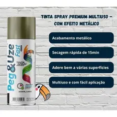 Tinta Spray Uso Geral Metalica Dourada Peg e uze 350ML Queima de Estoque