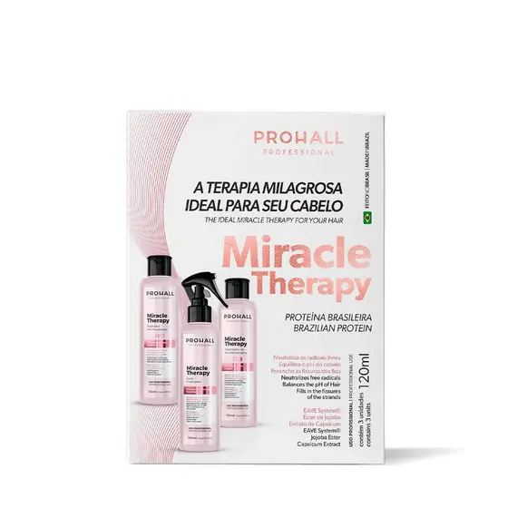 Selagem Capilar Reestruturação Orgânica de 3 Passos Miracle Therapy Liss ProHall Kit 3x120ml
