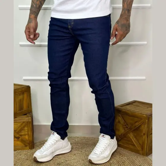 Calça Jeans Masculina Tradicional Reta com Elastano – Confortável e Resistente – Tamanhos 36 ao 56