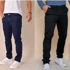 Calça Jeans Masculina para Trabalho Elastano Premium Azul Escura Preta Unidade