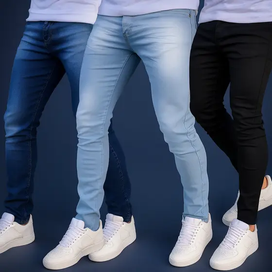 Calça Jeans Masculina Trabalho Elastano Premium Casual Costura Reforçada Plus Size
