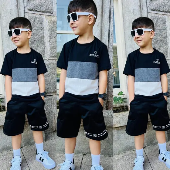 Conjunto infantil Masculino - Camisa + Short levinho de Verão - Tamanho 2 ao 12 Anos