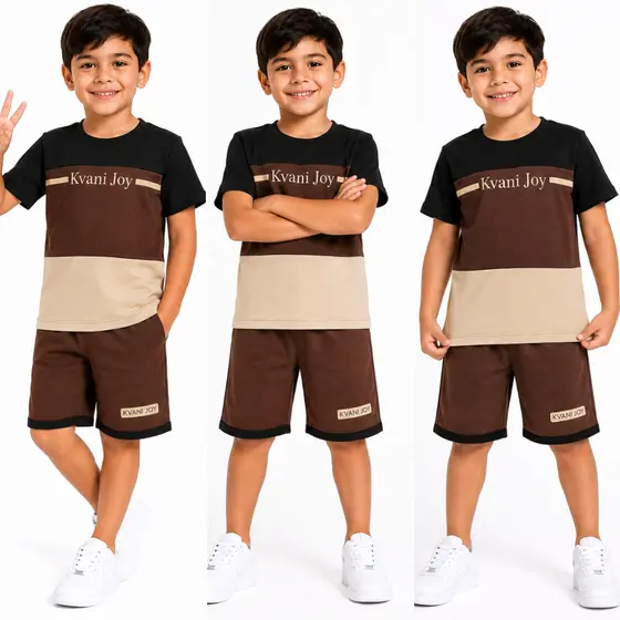 Conjunto Infantil 2 Peças Masculino Bermuda + Camisa Estilosa de Verão Esportivo Dry Fit Fresquinho