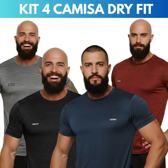 Camiseta Masculina Kit com 4 Camisas Dryfit Academia Blusa asculino Casual Lisa Cores