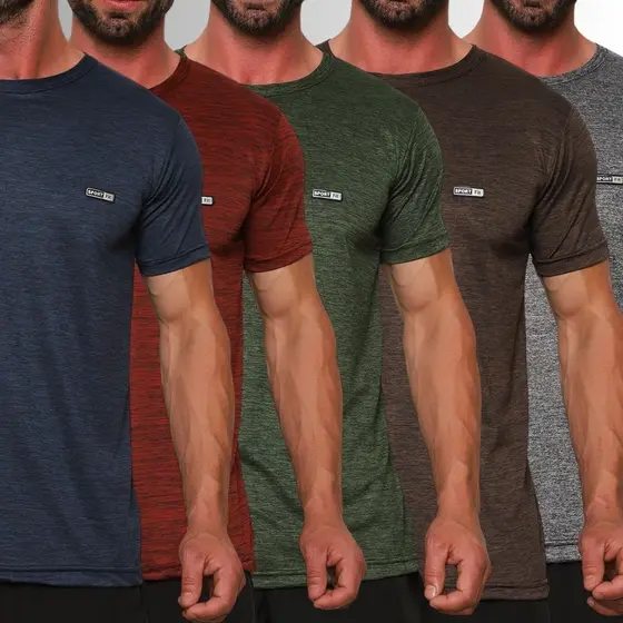 Kit 5 Camisa Masculina Treino Camiseta Manga Curta Dry Fit Blusa Malha Fria Moda Fitness Masculino