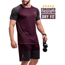 Short Masculino + Camiseta Dry Fit Masculina Conjunto Fitness Bermuda e Camisa Manga Curta Drifit