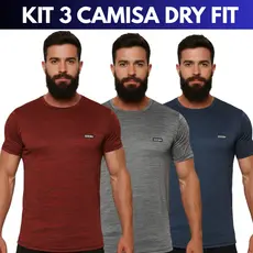 Kit 3 Camisetas Masculinas Dry Fit Leve | Camisa Academia Treino e Corrida Fitness Manga Curta