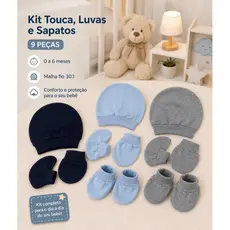 Kit Touca ,Luvas e Sapatos Para Bebê Recém Nascido Temos 2 Opções Kit 3 e 9 Peças Malha Hipoalergênico  100% algodão.