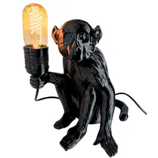Luminária de Mesa  Abajur  em Formato de Macaco – Preto Brilhante