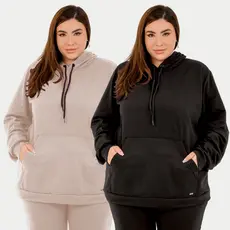 Kit 2 Casacos Canguru Moletom Feminino Com Capuz Plus Size Dona Onda