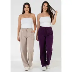 Kit 2 Calça De Moletom Feminina Pantalona Wide Leg Blogueira Dona Onda