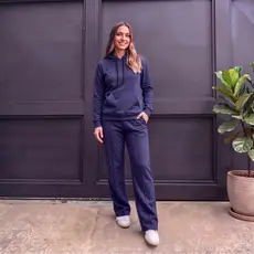 Conjunto Moletom Feminino Calça Wide Leg E Canguru C/ Capuz