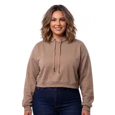 Moletom Cropped Capuz Feminino Plus Size