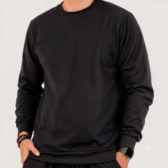 Blusão De Moletom Masc Flanelado Básico Blusa Gola Careca