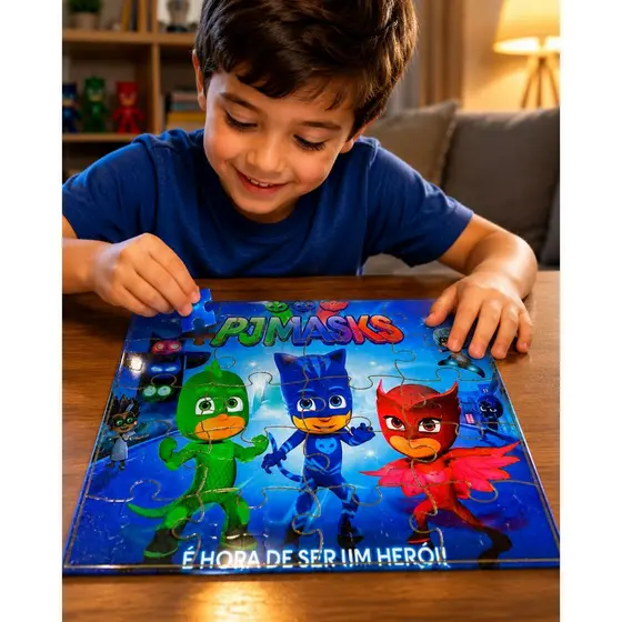 Jogo De Quebra-cabeça PJ Masks MDF 20 Peças