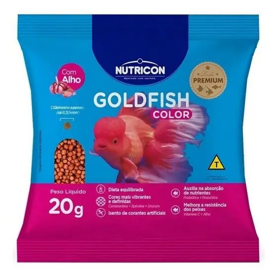 Ração Para Peixes Nutricon Gold Fish Color 20g Com Alho
