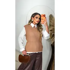 Colete Tricot Feminino Sem Manga Look Casual Elegante, Confortável e Versátil Moda Outono Inverno