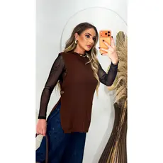 Colete Tricot Feminino Sofisticado Gola Alta Com Botões Laterais - Moda Outono/Inverno