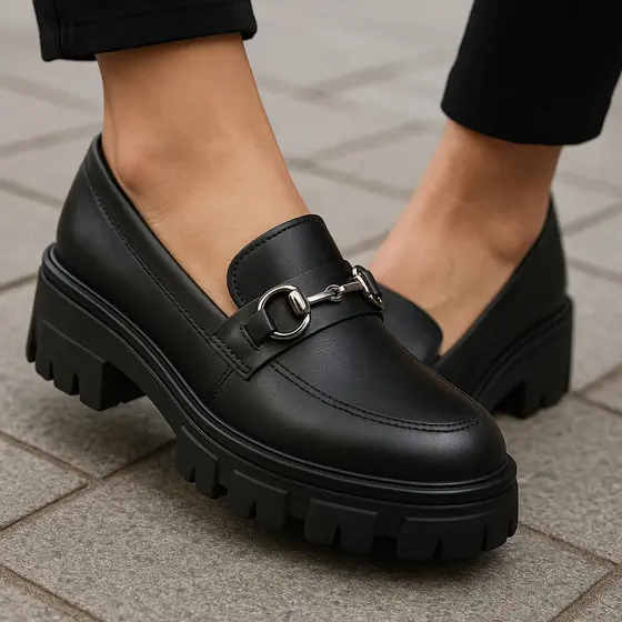 Mocassim Feminino Tratorado Sapato Oxford Plataforma Blogueira Tendência Confortável