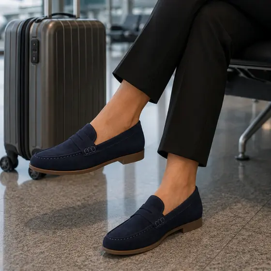 Mocassim Sapatilha Loafer Feminina em Camurça Confortável e Muito Leve Sola Antiderrapante Clássico  Dia a Dia Tendência